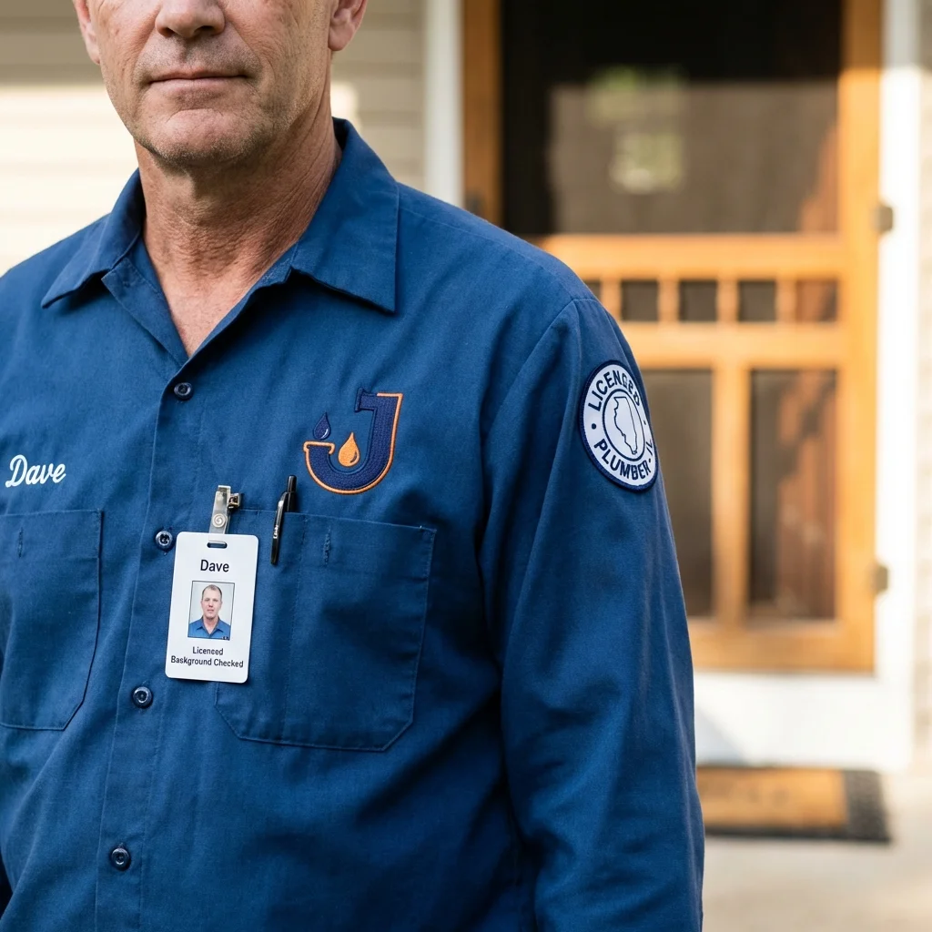 Licensed plumber showing ID badge in Atlantic City, NJ