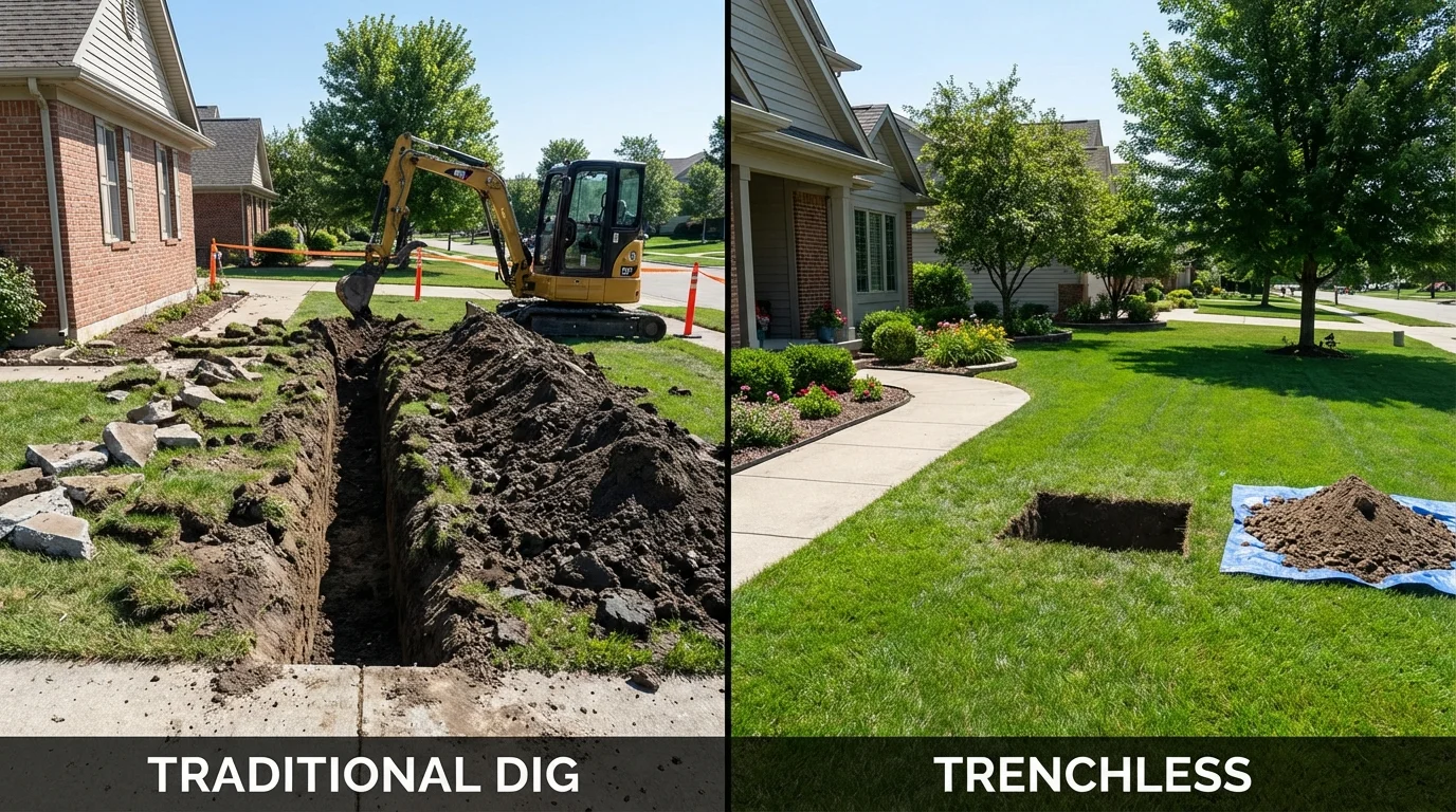 Trenchless sewer repair with minimal yard damage versus traditional excavation in Atlantic City, NJ